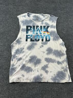 Pink Floyd Shirt Mens XL Gray Tie Dye Sleeveless Muscle Graphic Band Tee